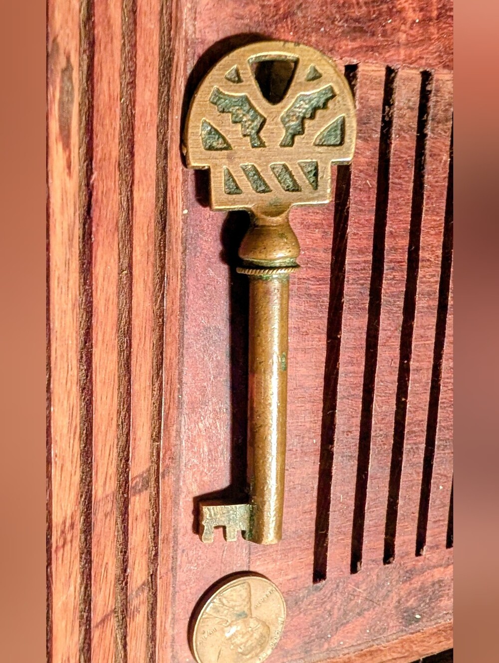 Vintage Art Deco Style Brass Skeleton Key